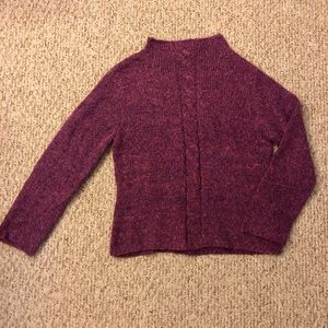 Purple knitted, turtle-neck sweater
